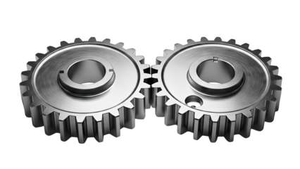 Metal Gears Interlocking in White Background