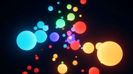 Abstract colorful glowing orbs floating in darkness