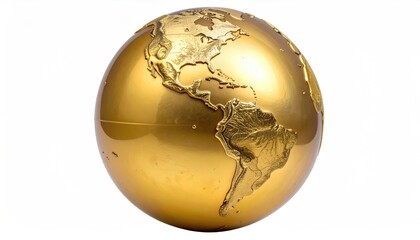 Shiny gold globe shows American continents