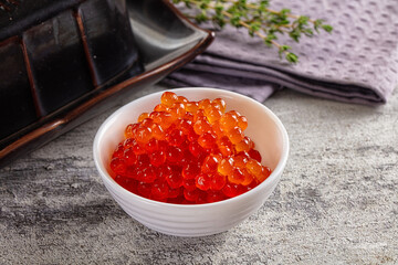 Luxury salmon red caviar roe