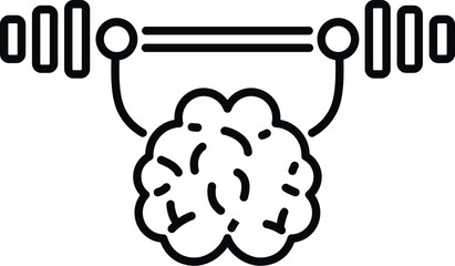 Brain lifting a barbell, symbolizing mental strength, power, intelligence, and cognitive training