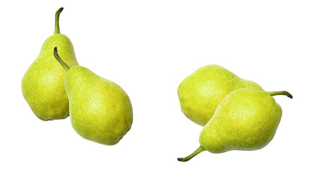 a vibrant and realistic photograph showcasing two fresh green conference pears, ready for healthy eating and cooking.