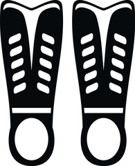 Pair of black flippers used for underwater exploration and water sport activities © anatolir