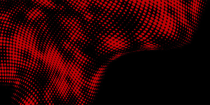 Dark black and red abstract grunge background with halftone style. halftone