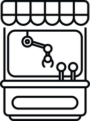 Claw machine amusement game with a grabber arm and control sticks