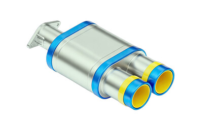 Modern Car Exhaust System Isolated on White Background