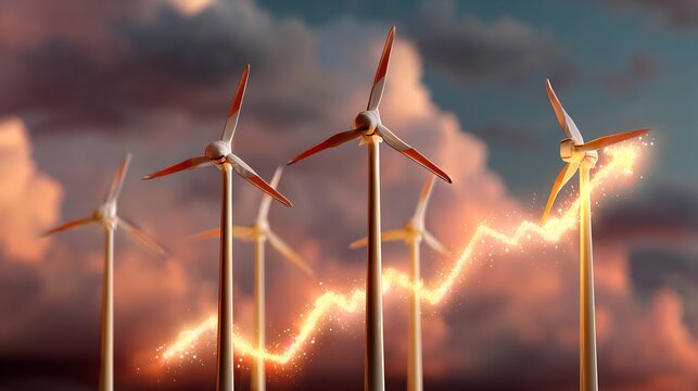 Distant wind turbines with soft glowing upward financial growth path in sky, warm sunset daylight, @musa (relaxed) -# Create, explore, and organize on [.com](<https://.com/imagine?from_discord=1