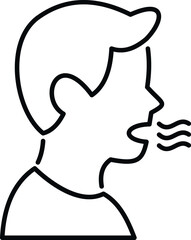 Adult person experiencing a cough or breathing difficulty, symbolizing illness or sickness