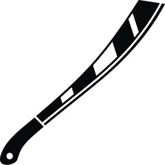Machete vector outline illustrating a jungle cutting and clearing tool