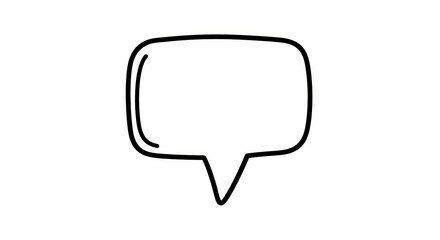 Fototapeta premium Simple black line drawing of a speech bubble on a white background