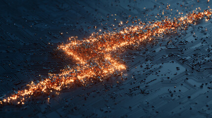 Electric power lightning symbol in sci-fi background