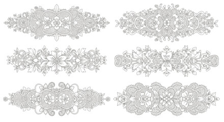 Elegant floral lace borders and dividers for sophisticated design projects and decorative accents adding timeless beauty
