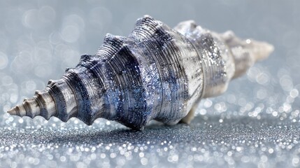 Seashell on glittery surface