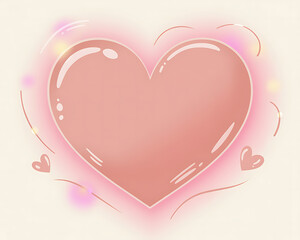 Soft Pink Heart with Glowing Aura and Small Hearts Floating Around Keywords: heart, pink, soft, glowing, aura, light, sparkle, shine, love, romance, Valentine's Day, celebration, greeting