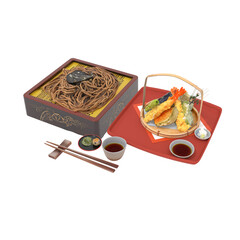 Tempura Soba Set – Japanese New Year’s Eve Toshikoshi Soba Illustration , known as 