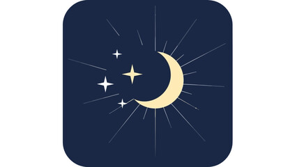 Celestial Embrace: A captivating illustration of the night sky, featuring a radiant crescent moon and shimmering stars, evoking a sense of tranquility and wonder.