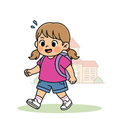 Kid Going to School with a Schoolbag