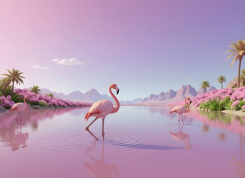 Flamenco en mundo rosa