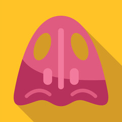 Flat design nose with long shadow representing the sense of smell