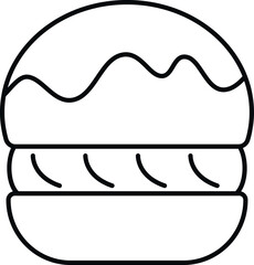 Hamburger line art icon representing fast food and unhealthy eating