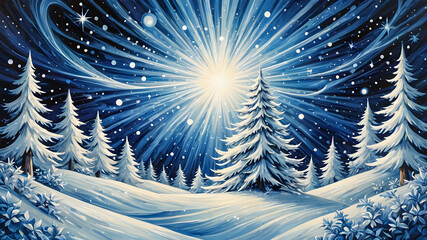 Christmas background for winter and New Year holidays. Festive winter landscape. poster, banner, flyer, background