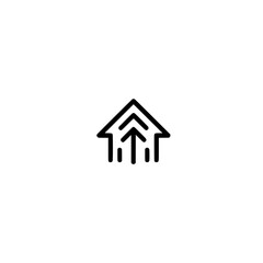 Fototapeta premium Up arrow icon inside house vector illustration representing growth direction and real estate concept