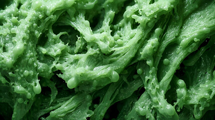 スライム上の緑色のアメーバのアップ