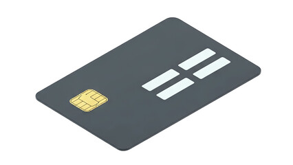 Modern Credit Card with Chip and Design on White Background