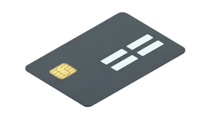 Modern Credit Card with Chip and Design on White Background