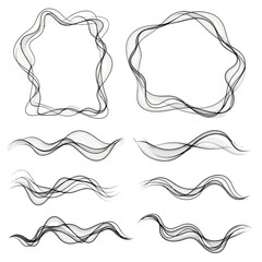 Elegant flowing smoke design elements for captivating visuals, perfect for adding a modern touch to any creative project with these abstract wave shapes