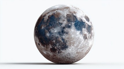 High Detail 3D Render of the Moon Surface on a Clean White Background