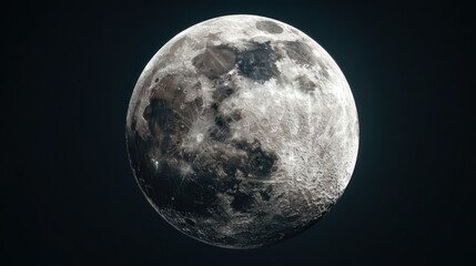 High Detail 3D Render of the Moon Surface on a Clean White Background
