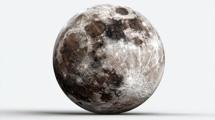 High Detail 3D Render of the Moon Surface on a Clean White Background