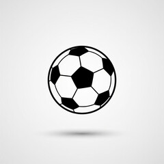 Fototapeta premium Floating minimalist soccer ball icon, soft shadow, bold lines