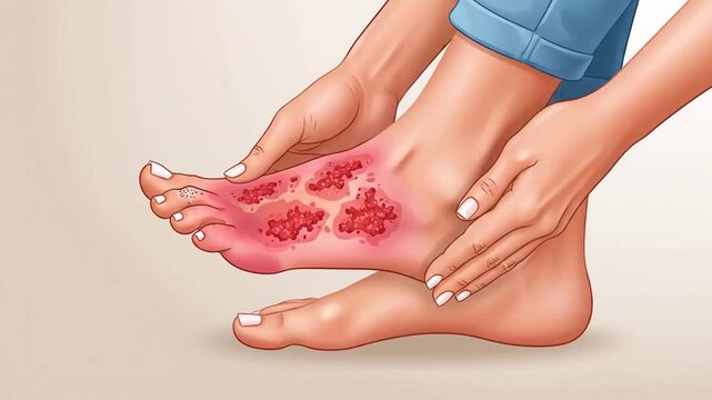 Severe Skin Condition Affecting Foot and Ankle: A Medical Illustration