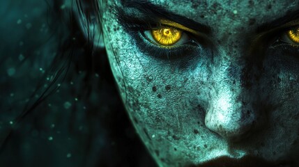 Mysterious face with glowing eyes