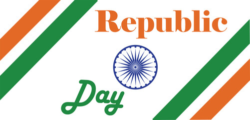 A vibrant graphic design celebrating India's Republic Day with the Ashoka Chakra and national flag colors, featuring 'Republic Day' text.