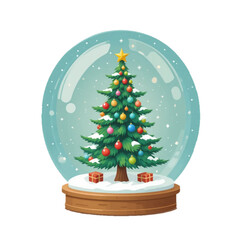 Festive Crystal Ball with Falling Snow and Holiday Ornament