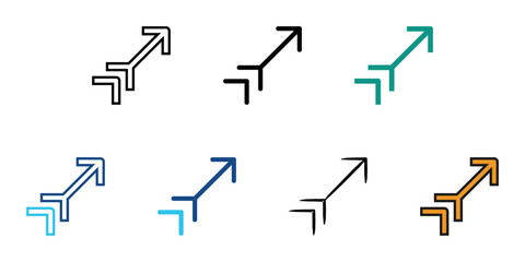 Up right icon set multiple style vector collection. Editable Stroke 
