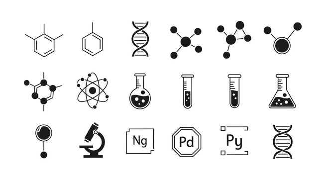 Discover innovative science icons including DNA, molecules, atoms, beakers, and microscopes for dynamic educational and research projects.