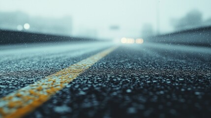 Road perspective in a misty environment