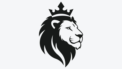 Minimal Crowned Lion Head Silhouette Logo