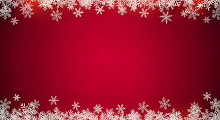 Red christmas background with white snowflakes border elegant winter season concept template design for festive holiday