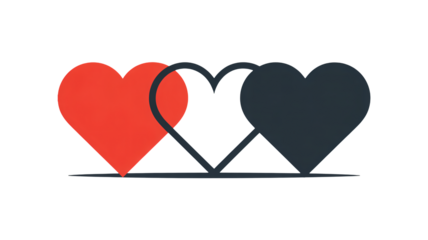 Interlocking hearts symbol: unity in love and friendship