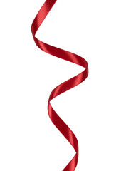 Red Satin Ribbon on White Background