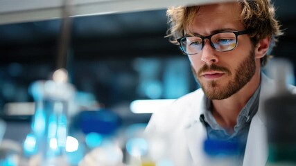 Scientist focuses on research in a laboratory setting, demonstrating dedication and precision in his work environment