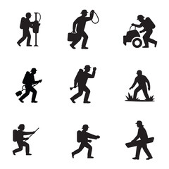 Silhouettes of business people icons set vector illustration