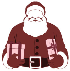 プレゼントを両脇に抱えた大柄なサンタクロース