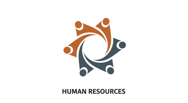 Abstract Geometric Human Resources Logo Representing Teamwork and Collaborative Connections