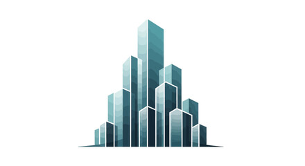 Fototapeta premium Abstract Geometric Illustration of a City Skyline, Blue Tones, Architectural Design